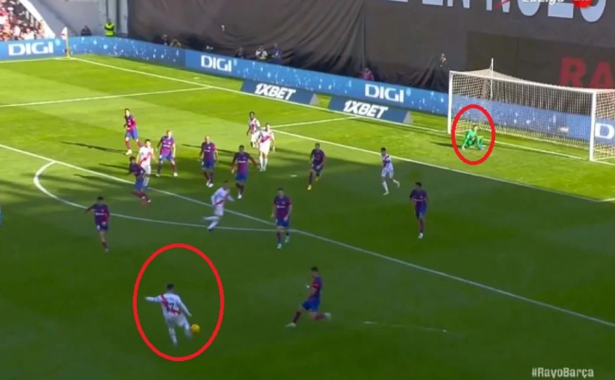 VIDEO/ Portieri i Barcelonës bën gafë të madhe! Qëndron shtrirë dhe rehatohet, lojtari i Vallecano shënon një super gol nga distanca
