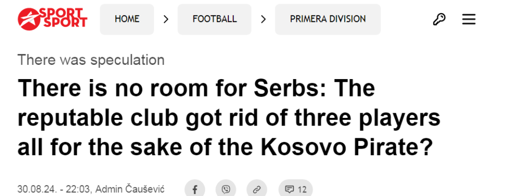 Në Bosnje janë të sigurtë: Pirati shqiptar përzuri 3 lojtarët serbë nga ekipi i La Liga, ikën të gjithë