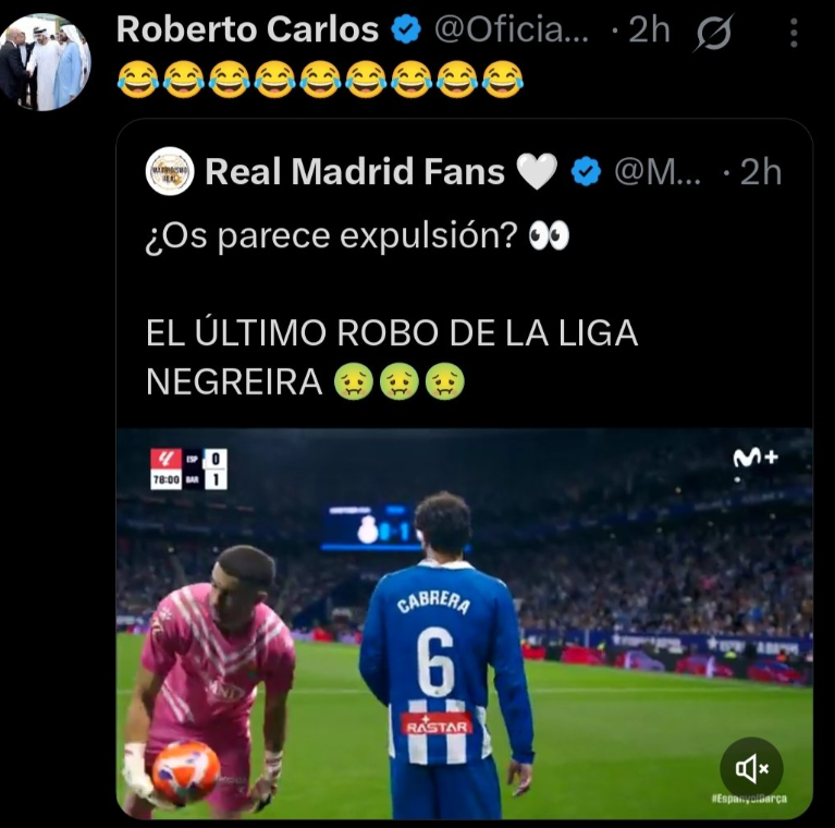 Barcelona e vodhi Espanjolin dje, Roberto Carlos publikon një foto që bën xhiron e mediave në Spanjë 