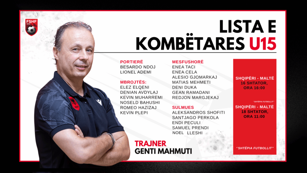 Dy miqësore ndaj Maltës/ Kombëtarja U-15 nis grumbullimin, trajneri Mahmuti publikon listën me 20 lojtarë