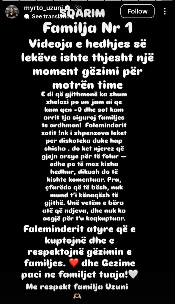 “Nuk i shpenzova lekët në diskoteka duke hapur shisha”, Uzuni sqaron të gjithë kritikët: Bëra atë që ndjeva, familja vjen e para “Nuk i shpenzova lekët në diskoteka duke hapur shisha”, Uzuni sqaron të gjithë kritikët: Bëra atë që ndjeva, familja vjen e para